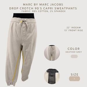Marc by Marc Jacobs Drop Crotch Capri Sweatpants 90s Y2K Heather Grey Size L